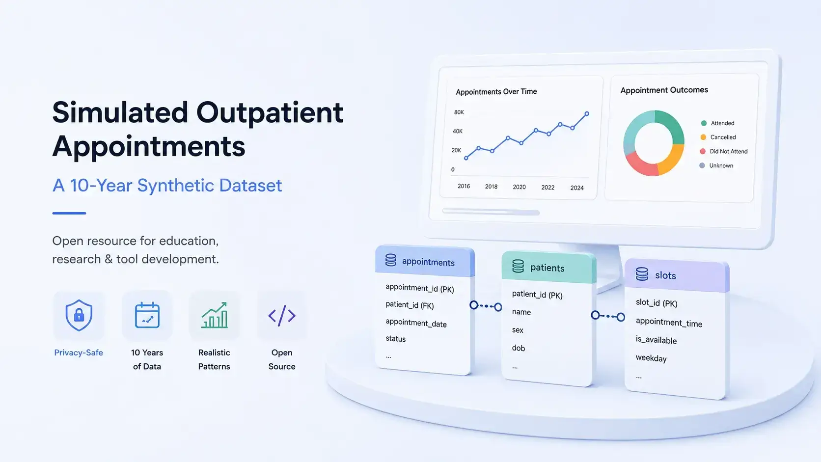 Visual for Simulated Outpatient Appointments: A 10-Year Synthetic Dataset